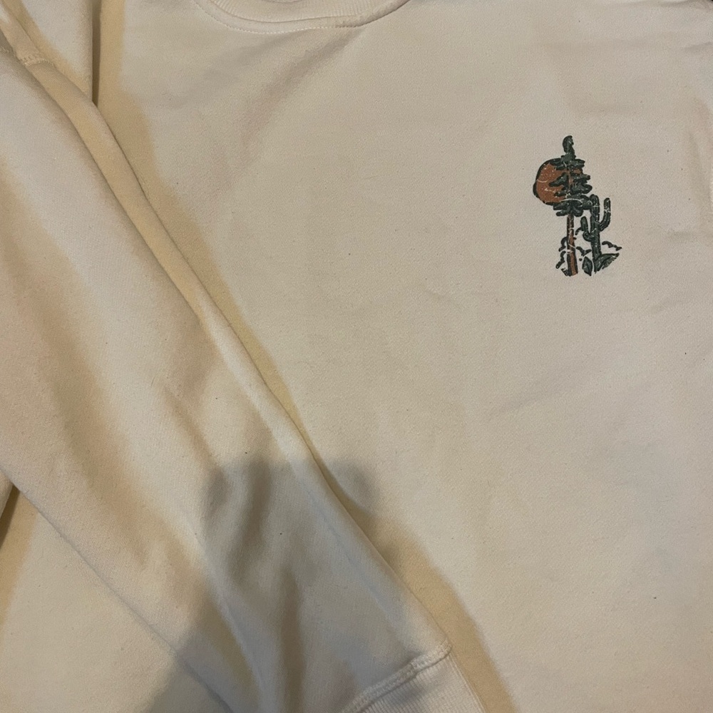 Elegant Cream Crew Neck Sweater with Embroidery